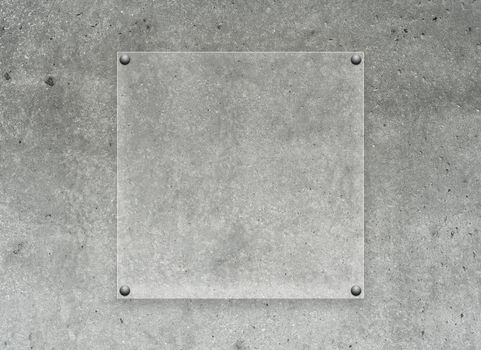 Mockup of a transparent plate on concrete wall