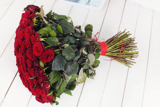 Big Red Roses Bouquet over white