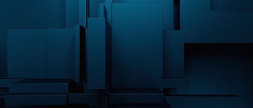 Abstract Amazing Futuristic Block Cubes Future Blue Banner Background Wallpaper 3D Render