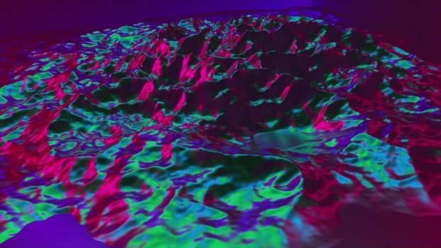 Iridescent landscape. Computer generated 3d render