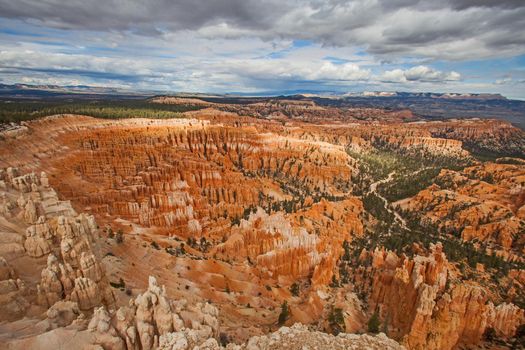 View over Bryce Canyon National Park Utah from the Rim Trail,