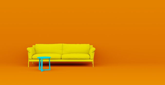 3d Abstract interior. Interior template. Bright color in the interior