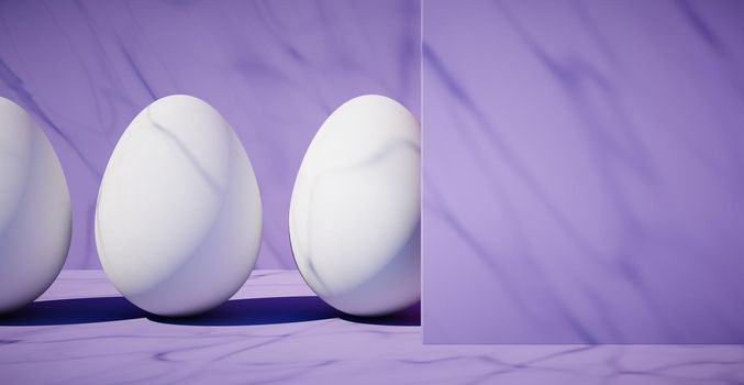 Bright blank background with egg. Easter holiday. 3d rendering