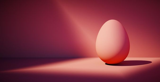 Bright blank background with egg. Easter holiday. 3d rendering