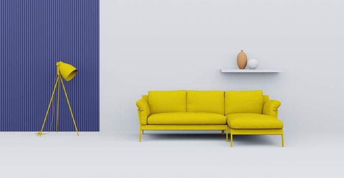 3d Abstract interior. Interior template. Bright color in the interior