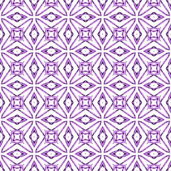 Textile ready pretty print, swimwear fabric, wallpaper, wrapping. Purple impressive boho chic summer design. Ethnic hand painted pattern. Watercolor summer ethnic border pattern.