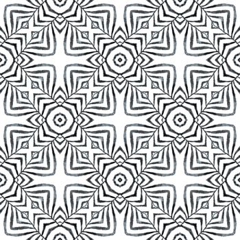 Mosaic seamless pattern. Black and white breathtaking boho chic summer design. Textile ready eminent print, swimwear fabric, wallpaper, wrapping. Hand drawn green mosaic seamless border.