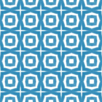 Chevron stripes design. Blue symmetrical kaleidoscope background. Geometric chevron stripes pattern. Textile ready indelible print, swimwear fabric, wallpaper, wrapping.
