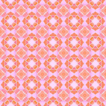 Mosaic seamless pattern. Orange flawless boho chic summer design. Textile ready great print, swimwear fabric, wallpaper, wrapping. Hand drawn green mosaic seamless border.