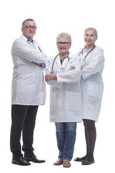 in full growth. group of medical professionals standing together. isolated on a white background