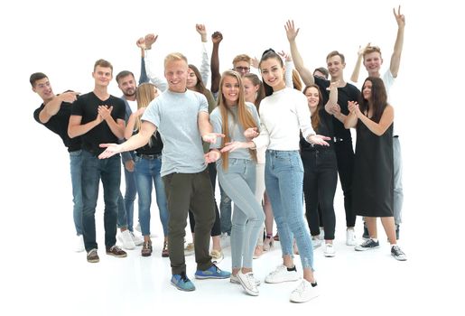 in full growth. casual group of happy young people . photo with copy space