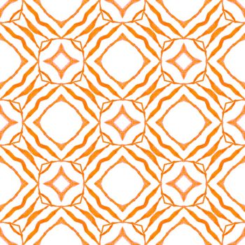 Mosaic seamless pattern. Orange awesome boho chic summer design. Textile ready authentic print, swimwear fabric, wallpaper, wrapping. Hand drawn green mosaic seamless border.