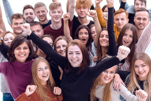 close up. a large group of friends with a smile looking at the camera