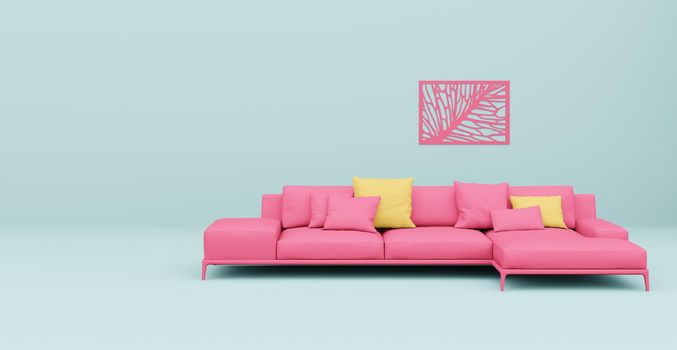 3d Abstract interior. Interior template. Bright color in the interior