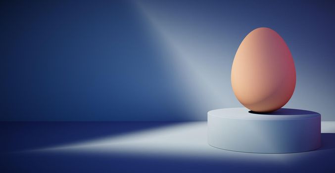 Bright blank background with egg. Easter holiday. 3d rendering