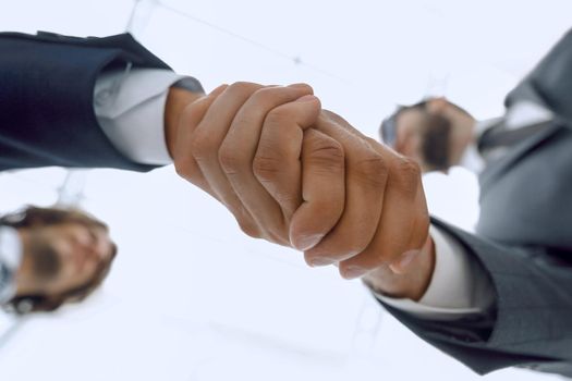 handshake in office, bottom view