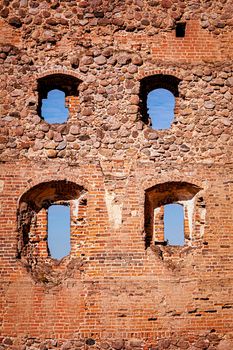 Livonian Order stronghold fortress ruins in Ludza, Latvia