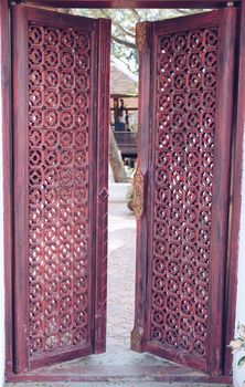 red old vintage retro wooden door arch