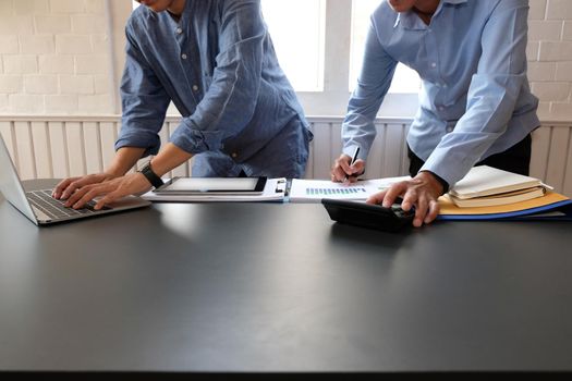 business people have a meeting. businessman working on performance revenue with co-worker team.