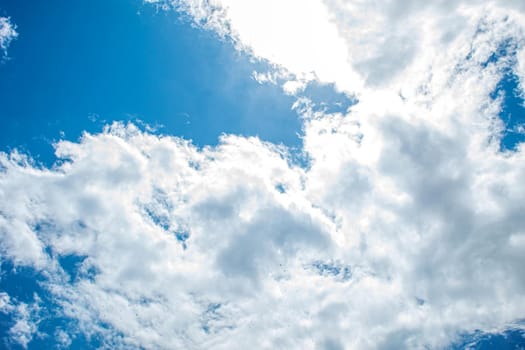 Blue sky with clouds selective focus nature