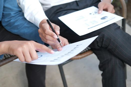 business people have a meeting. businessman working discussing on performance revenue with co-worker team.