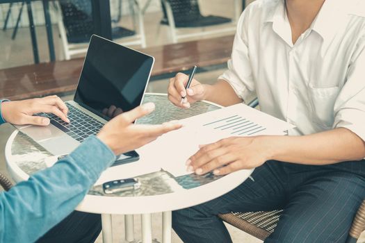 business people have a meeting. businessman working discussing on performance revenue with co-worker team.