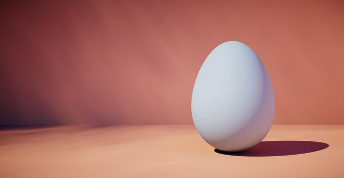 Bright blank background with egg. Easter holiday. 3d rendering