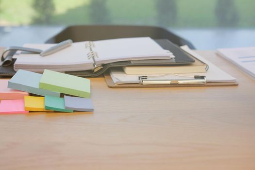 sticky note notebook on office workplace desk. business workspace