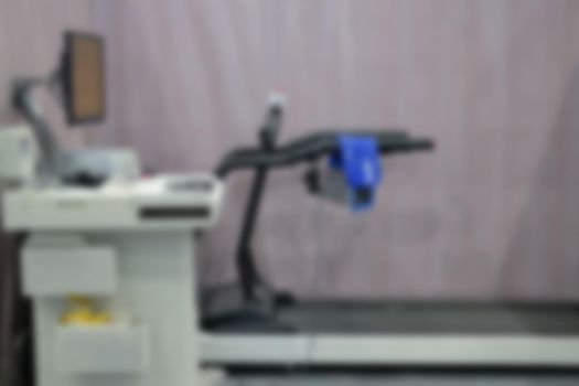 exercise stress test, est & treadmill. blurry background