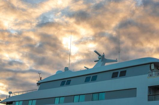 Amazing dramatic clouds over the yacht