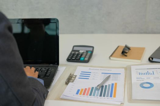 businessman using computer. startup man working with laptop at office.