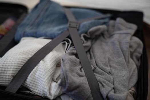 Clothes that are packed in luggage