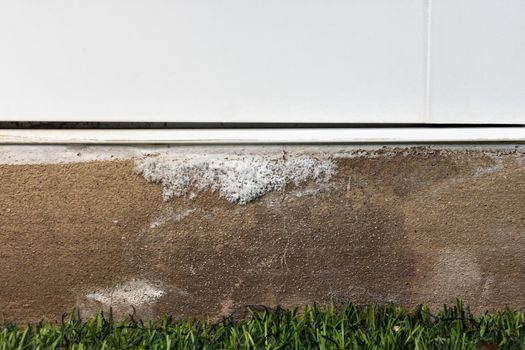 Efflorescence is stain white salt on moisture concrete wall