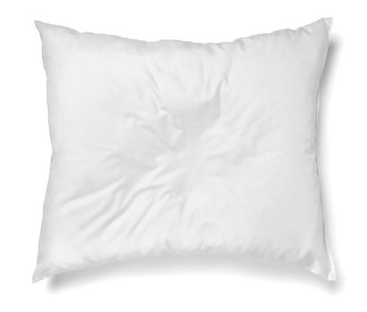 close up of a white pillow on white background