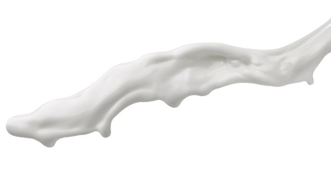 close up of a milk splash on white background