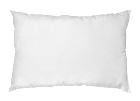 close up of a white pillow on white background