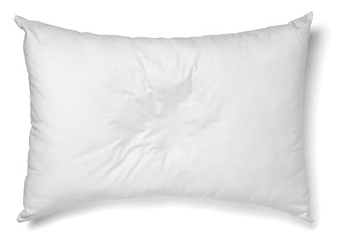 close up of a white pillow on white background