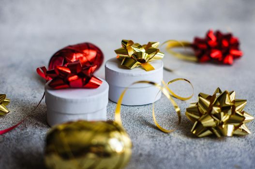 Christmas gift boxes wrap with holiday decoration