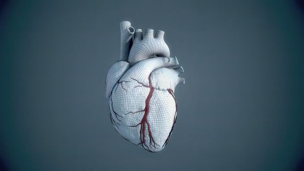 Human heart, realistic anatomy 3D illustration