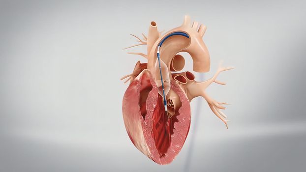 Coronary angioplasty is a procedure used to widen blocked or narrowed coronary arteries the main blood vessels supplying the heart. 3D illustration