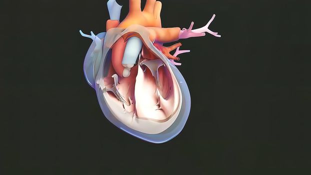 Human Circulatory System Heart Beat Anatomy Concept. 3D illustration