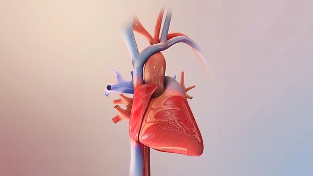 Heart failure means that the heart is unable to pump blood around the body properly. 3D illustration