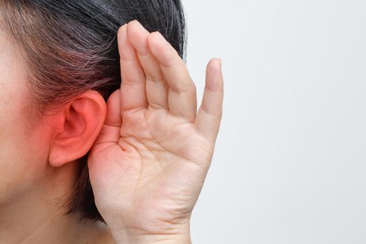 Seniors woman hearing loss , Hard of hearing