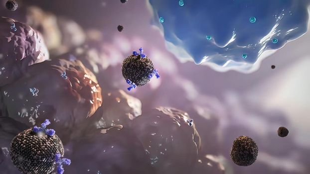 Macrophages are effector cells of the innate immune system that phagocytose bacteria and secrete both pro inflammatory and antimicrobial mediators. 3D illustration