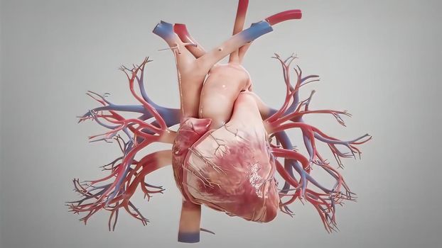 Human Circulatory System Heart Beat Anatomy Concept. 3D illustration