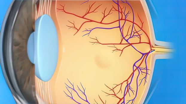 3D illustration Eye's Anatomy, Wet Macular Degeneration