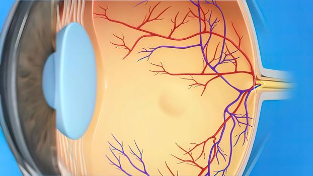 3D illustration Eye's Anatomy, Wet Macular Degeneration