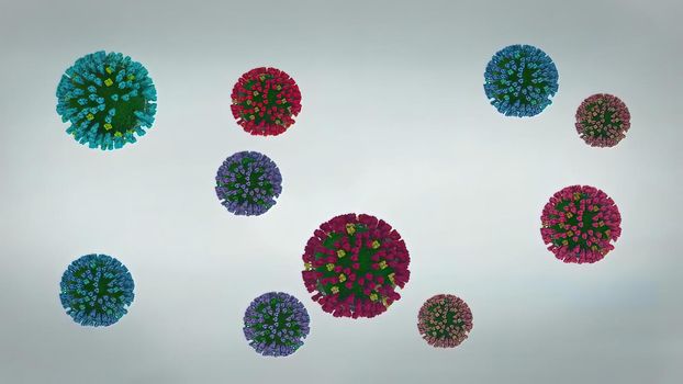 A virus is a submicroscopic infectious agent that replicates only inside the living cells of an organism 3D illustration