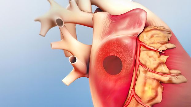 The Cardiovascular system. Hypoplastic left heart syndrome 3D illustration