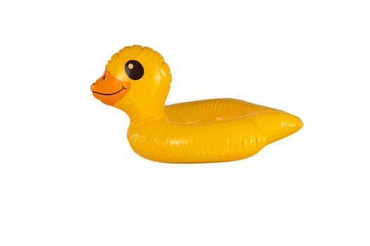 Children's inflatable circle duck on a white background. Isolate